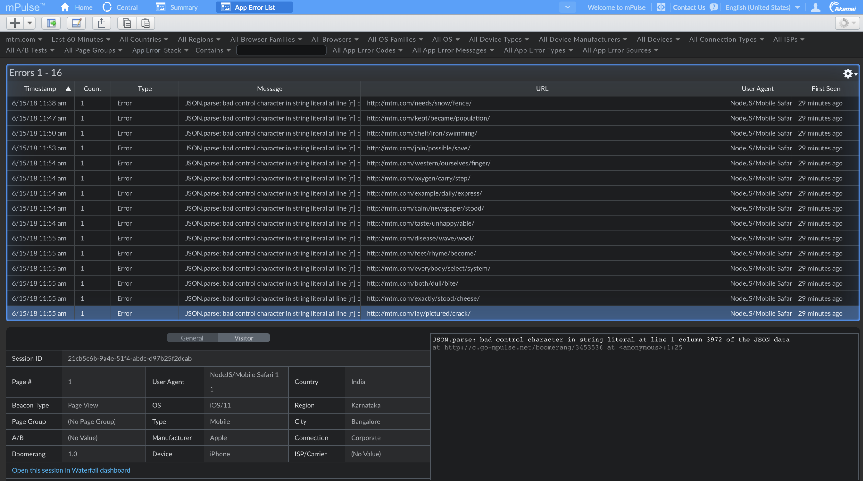 Akamai mPulse Boomerang in stack