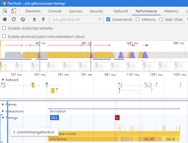 UserTiming in Chrome Dev Tools